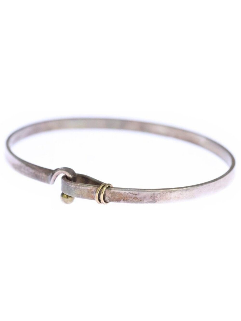 Tiffany & Co Hook Eye Bangle Bracelet Silver Yellow Gold